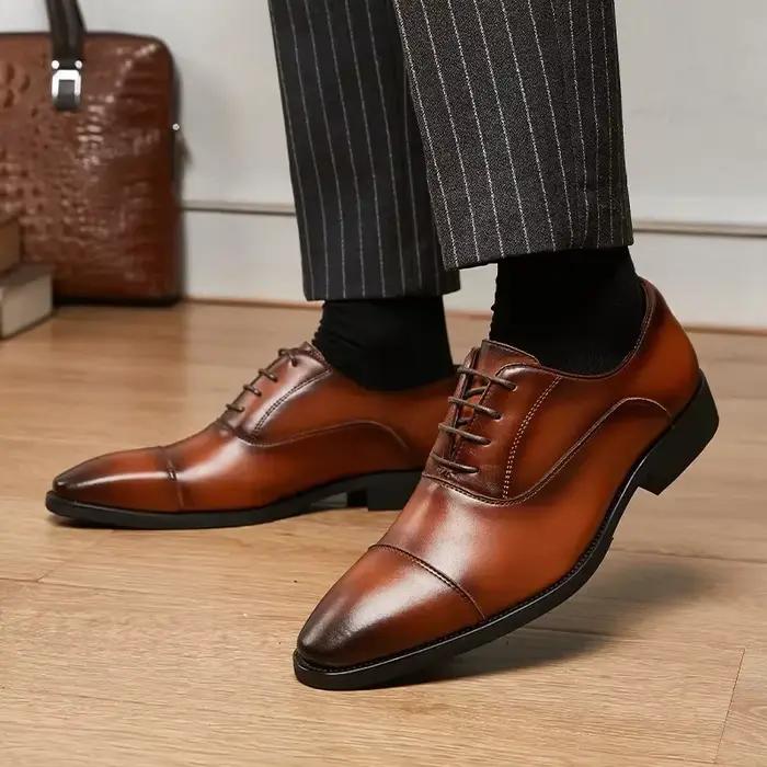 Chaussures richelieu en cuir véritable pour hommes