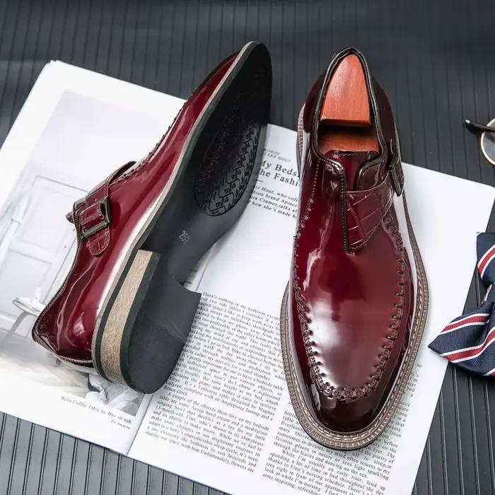Chaussures habillées de banquet pour hommes rouges