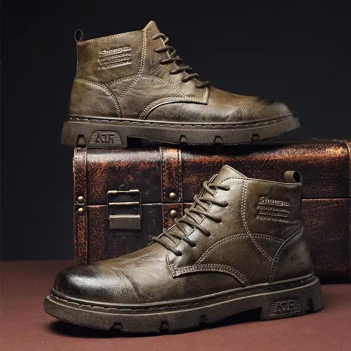 Chaussures à plateforme en cuir de vache pour hommes, chaussures Derby décontractées à la mode, basses, bottines de travail, nouvelle collection automne