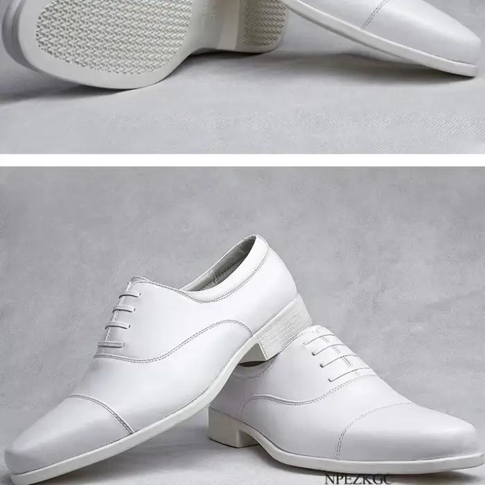 Chaussures Oxford pour hommes de haute qualité, chaussures habillées blanches pour hommes, chaussures de bureau, chaussures de mariage, lacets, bout rond, chaussures en cuir pour hommes, Chaussure Hom