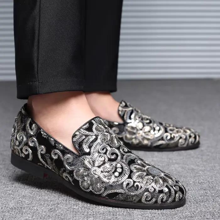 Chaussures habillées pour hommes de créateur mocassins de luxe brodés