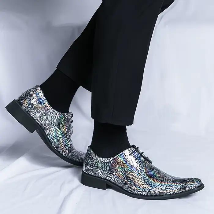 Chaussures brillantes à bout pointu en cuir verni pour hommes, chaussures plates décontractées, chaussures provoqué, affaires, Grace, mariage, fête, mode