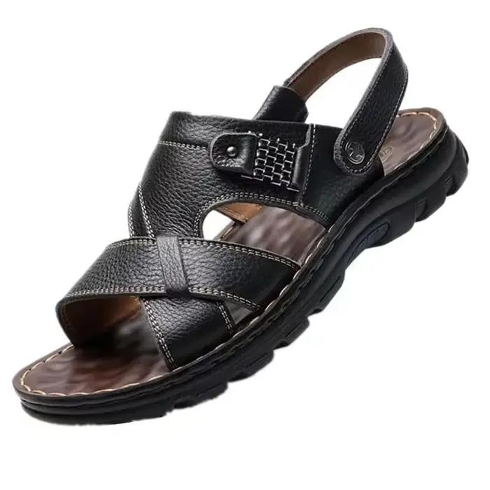Sandales d'été pour hommes, imperméables, antidérapantes, semelle souple, pantoufles de plage à double usage, chaussures de conduite, 2025