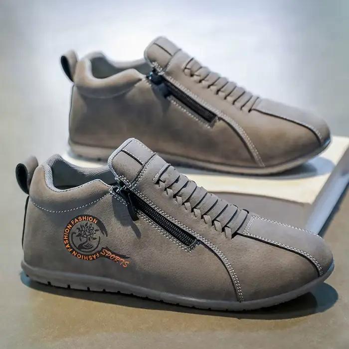 Mocassins décontractés en faux daim brodé pour hommes, semelle souple, chaussures plates respirantes, parfaites pour les trajets quotidiens et la conduite, printemps automne