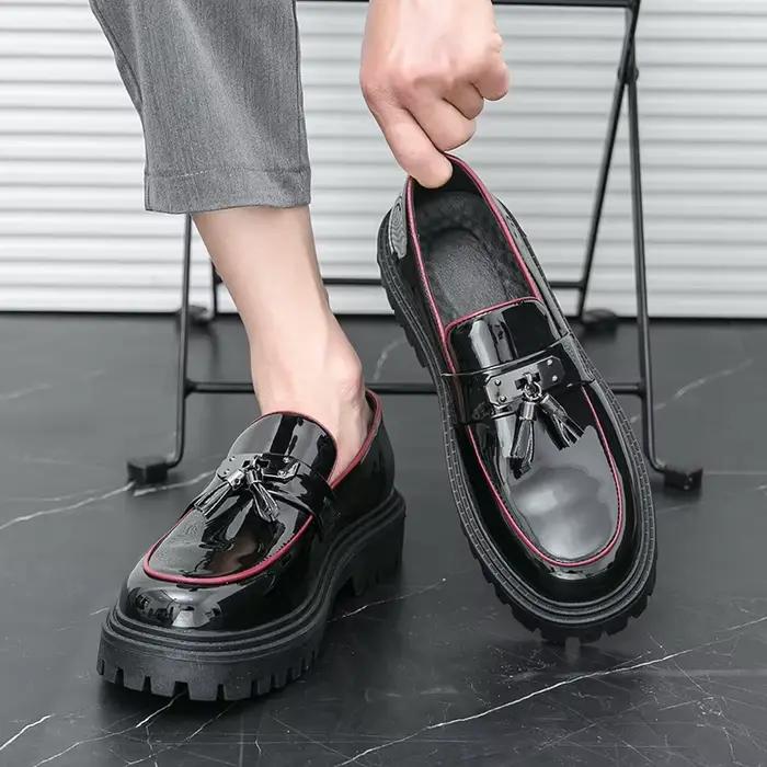 Chaussures provoqué à plateforme classiques britanniques pour hommes