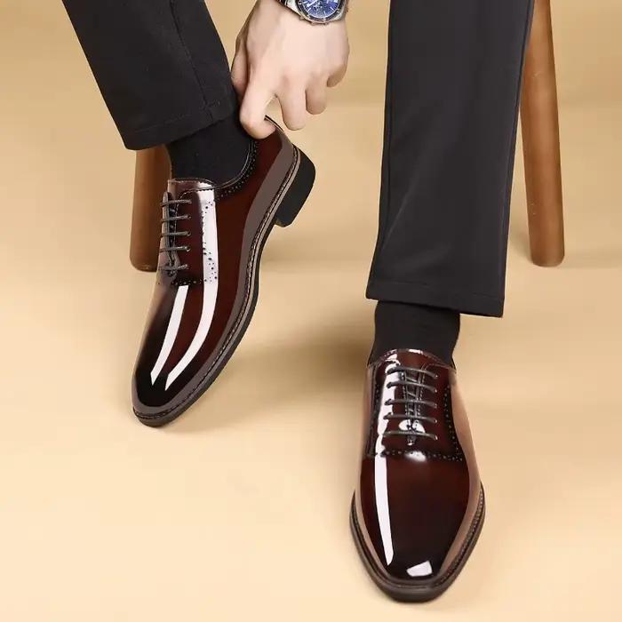 Chaussures Oxford de luxe en cuir verni pour hommes