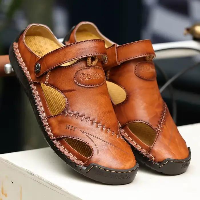 Pantoufles de plage en cuir pour hommes