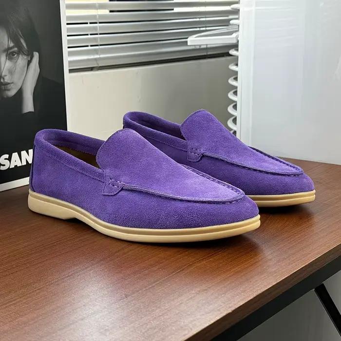 Hommes classique Style britannique mocassins mocassins vache daim en cuir véritable mode hommes chaussures décontractées hommes en plein air conduite appartements
