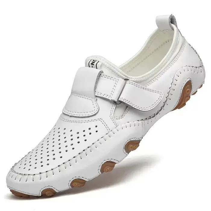 Vanmie – chaussures décontractées en cuir véritable pour hommes, chaussures italiennes faites à la main en cuir souple ajouré, respirantes, pour la conduite estivale