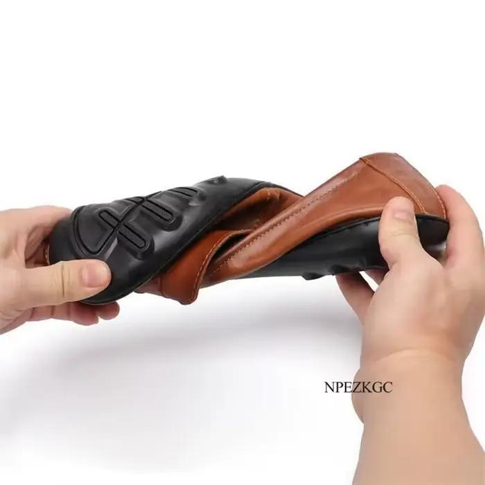 Mocassins à enfiler en cuir véritable pour hommes