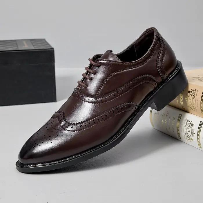 Nouvelle Collection Printemps – Chaussures Richelieu Décontractées en Cuir pour Hommes – Style Britannique Rétro Tendance – Chaussures Habillées Professionnelles Respirantes et Légères