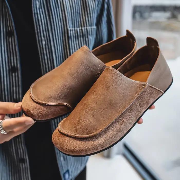 Mode hommes chaussures décontractées en cuir souple confort homme mocassins en plein air marche demi pantoufles