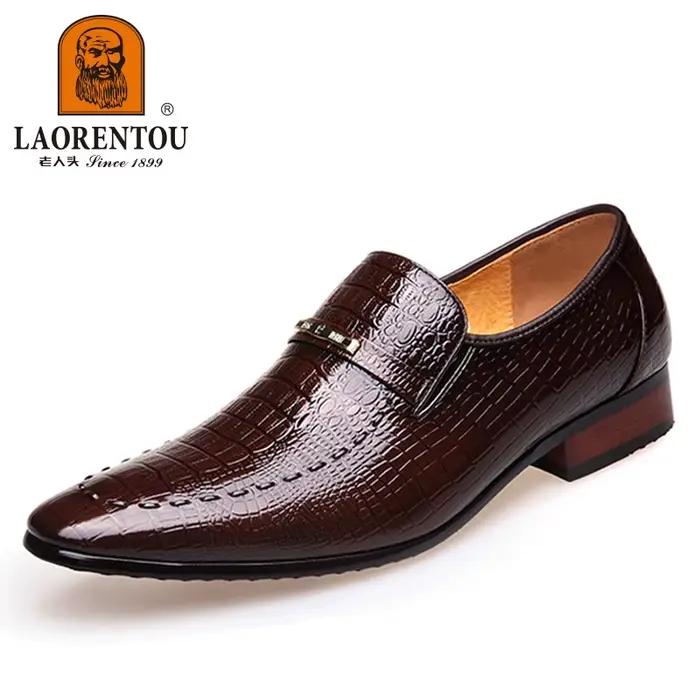 Chaussures d'affaires britanniques en cuir véritable pour hommes