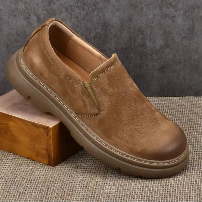 LIHUAMAO daim chaussures en cuir de vache sans lacet mocassins hommes