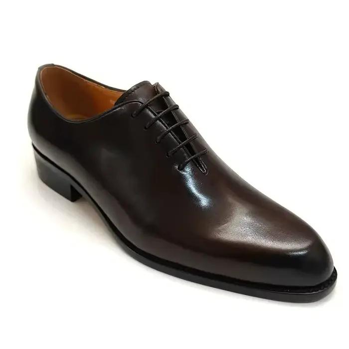 Chaussures en cuir pour hommes, chaussures Oxford décontractées faites à la main, de haute qualité, pour le travail et le bureau, pour Gentalman, confortables à lacets