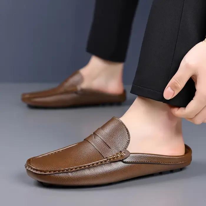 Mocassins d'été à enfiler en cuir souple pour hommes