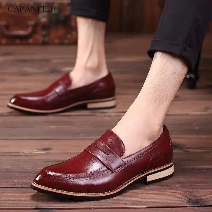 CARANFIER chaussures habillées pour hommes PU bureau d'affaires solide confortable bout pointu respirant chaussure formelle de mariage grande taille 36-45