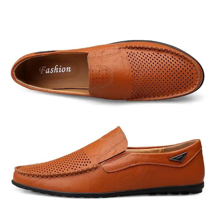 Mocassins en cuir véritable ajouré