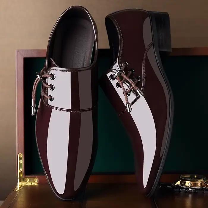 Chaussures formelles homme en cuir verni bout pointu pour bureau et carrière printemps automne étanches occassions spéciales
