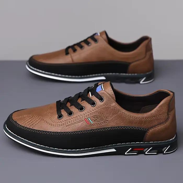 Chaussures légères à lacets en cuir PU pour hommes, baskets respirantes, chaussures décontractées, sports de plein air, durables, été, grande taille 52, 2024