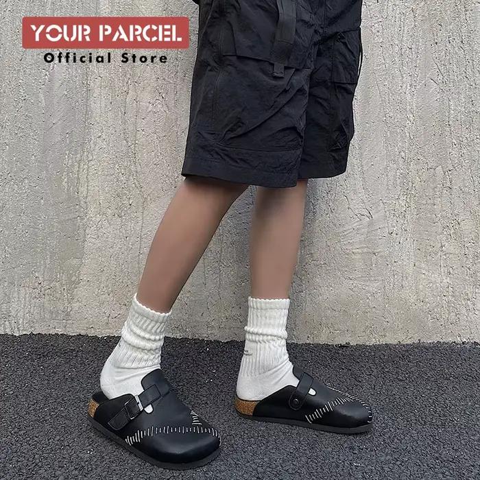 Nouvelles pantoufles d'été pour hommes avec une niche en cuir verni couture design chaussures Birken corknon