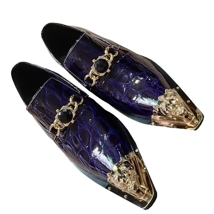 Chaussures à bout en fer pour hommes, personnalité réelle, luxe personnalisé, bureau formel, mariage, design original, rétro, chaussures en cuir décontractées