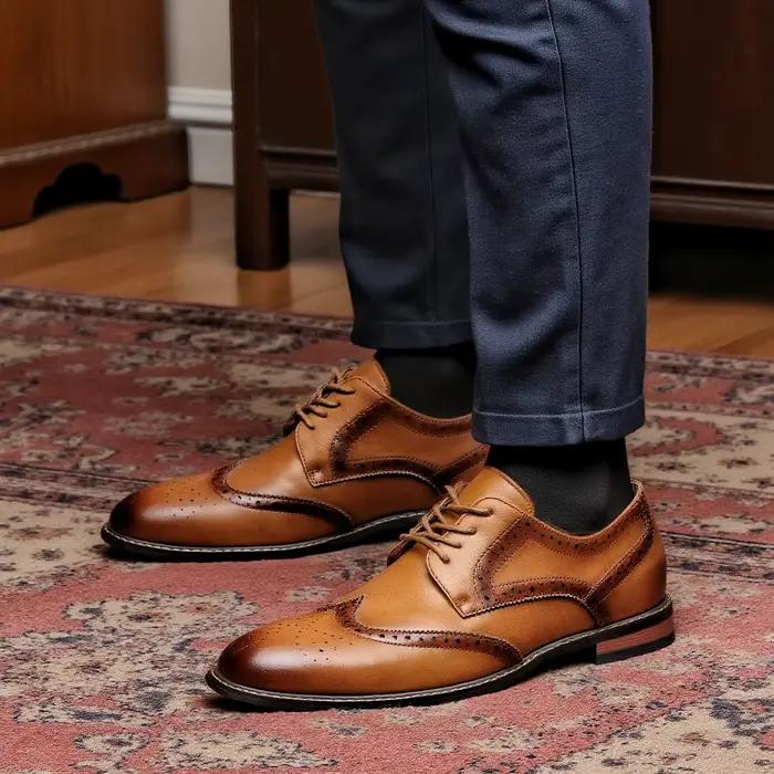 Taille 7 ~ 13 chaussures habillées Brogue homme chaussure sociale en cuir de mariage mâle