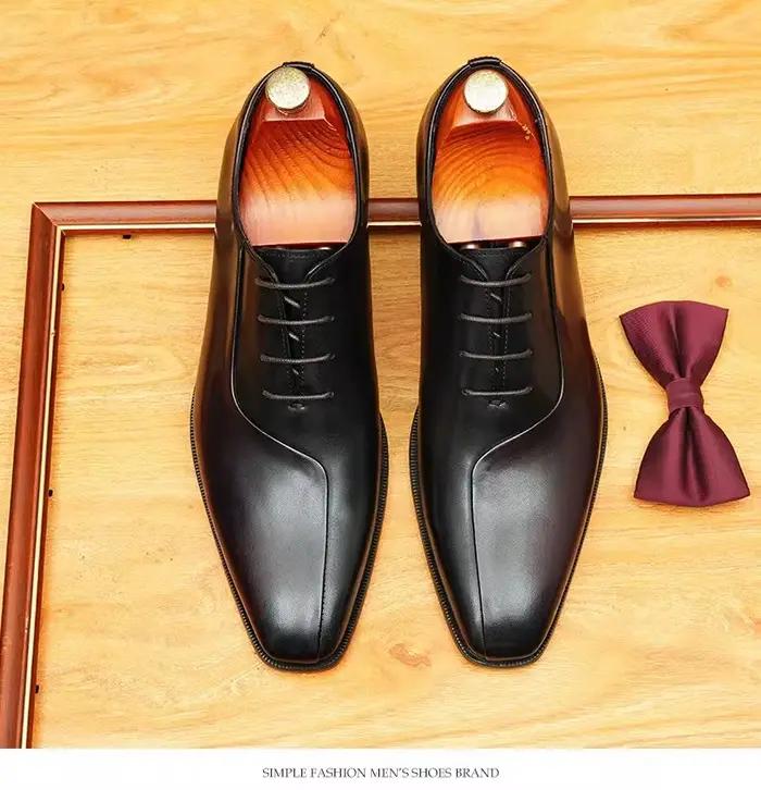 Chaussures en cuir à bout pointu pour hommes