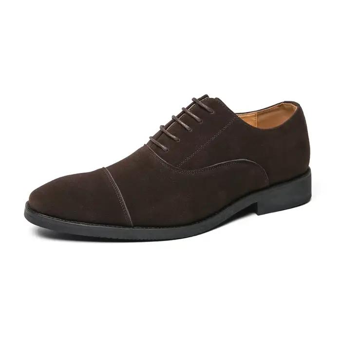 Chaussures en daim de marque italienne pour hommes, chaussures de bureau pour hommes, chaussures d'affaires formelles pour banquet, chaussures décontractées à la mode, grande taille, 38-48