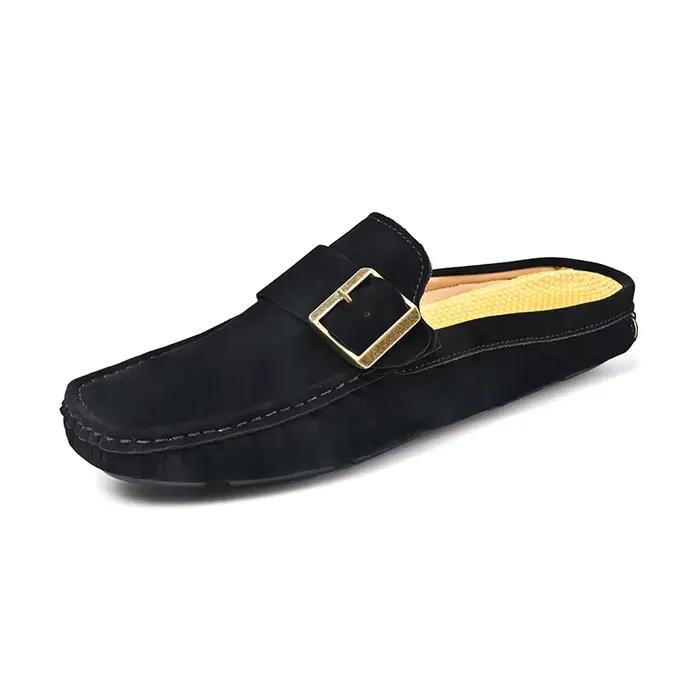 Demi-chaussures en cuir pour hommes, taille 47 48, mocassins décontractés à enfiler, pantoufles respirantes de grande taille, été