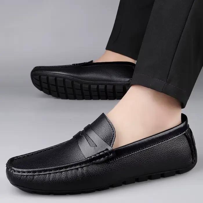 Mocassins de luxe à semelle souple pour homme – Chaussures plates décontractées en cuir pour hommes