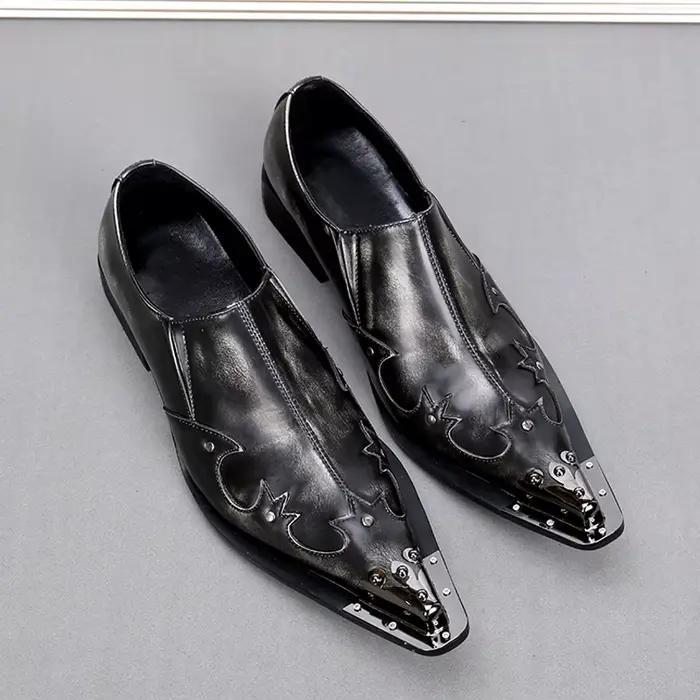Chaussures à bout en fer pour hommes, personnalité réelle, luxe personnalisé, bureau formel, mariage, design original, rétro, chaussures en cuir décontractées