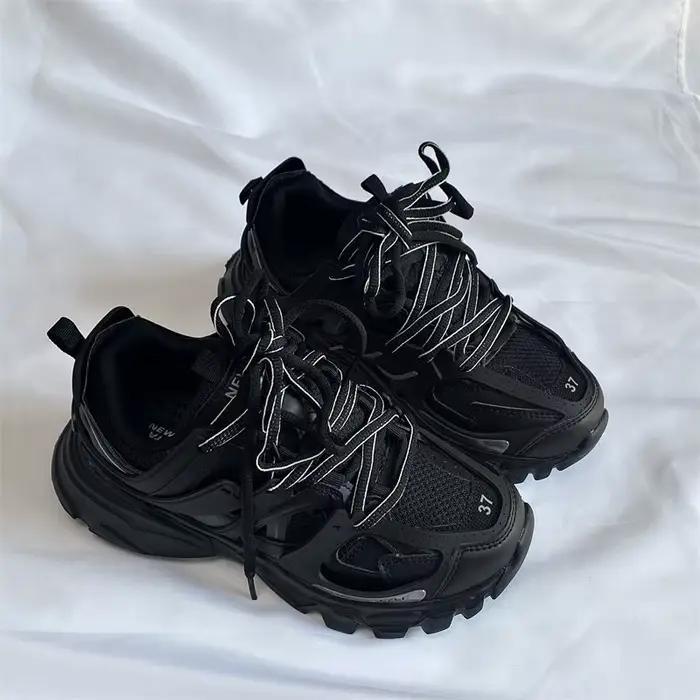 Marque Design noir grosses baskets unisexe mode nouveaux hommes papa chaussures
