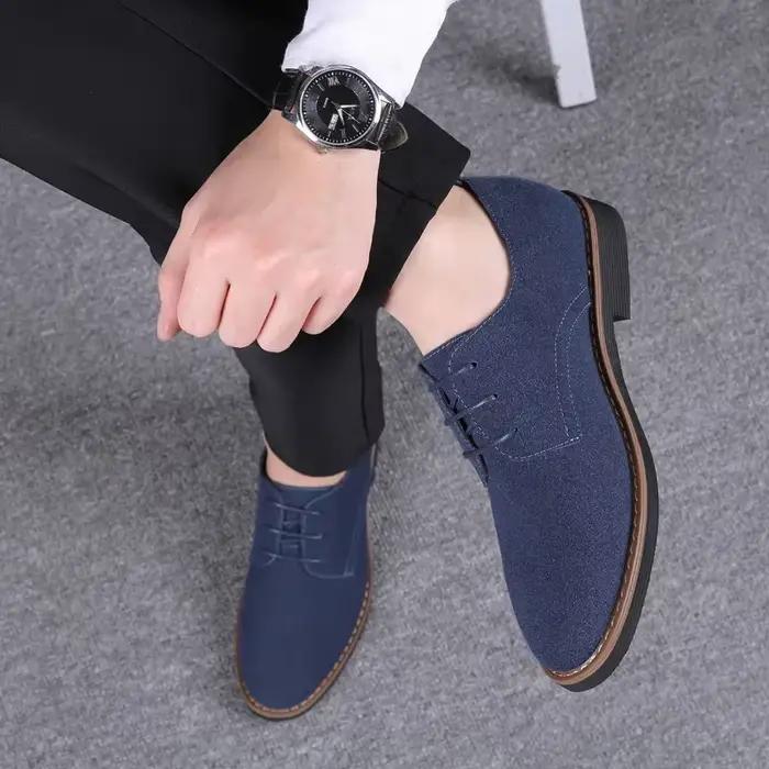 Oxfords-Chaussures provoqué en cuir suédé pour hommes