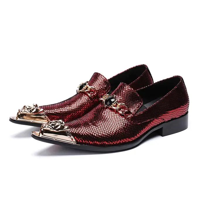 Chaussures à bout en fer pour hommes, personnalité réelle, luxe personnalisé, bureau formel, mariage, design original, rétro, chaussures en cuir décontractées