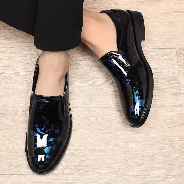 202 Nouvelles Chaussures en Cuir pour Hommes à Motif Floral