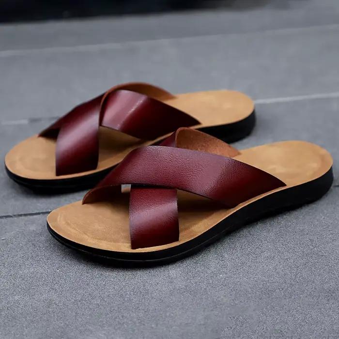Pantoufles en cuir italien pour hommes