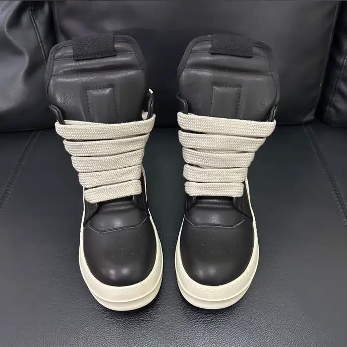 Ro luxe hommes chaussure bottes en cuir noir extérieur haut chaussures décontractées Jumbo dentelle Sneaker fermeture éclair femmes baskets daim bottine