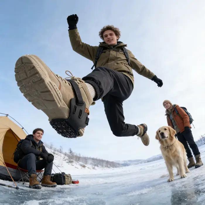 Crampons à 9 pointes antidérapants pour chaussures, idéaux pour la marche hivernale, la course, la randonnée, l'escalade et les travaux en extérieur sur toiture
