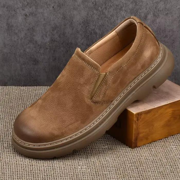 LIHUAMAO daim chaussures en cuir de vache sans lacet mocassins hommes