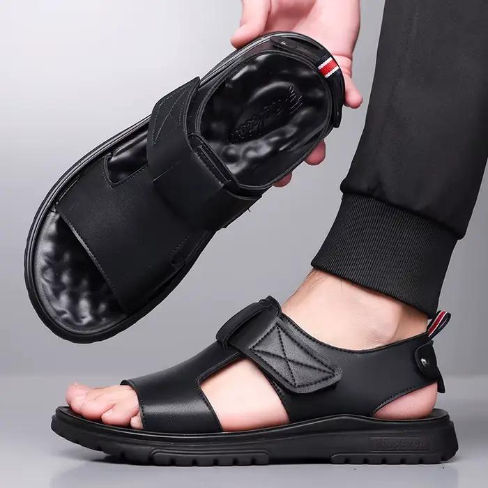 Sandales d'été tendance pour hommes – Chaussures de plage à semelle épaisse et souple – Chaussons d'extérieur