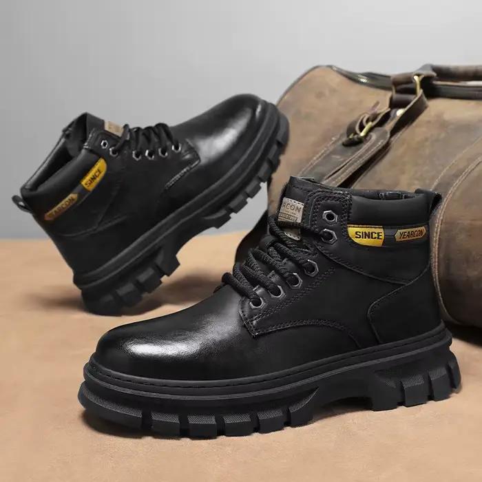 Bottes décontractées britanniques pour hommes, quatre saisons, à tige haute, semelle souple, antidérapantes, confortables, chaussures de marche en plein air, mode jeunesse, bottes de travail Joker