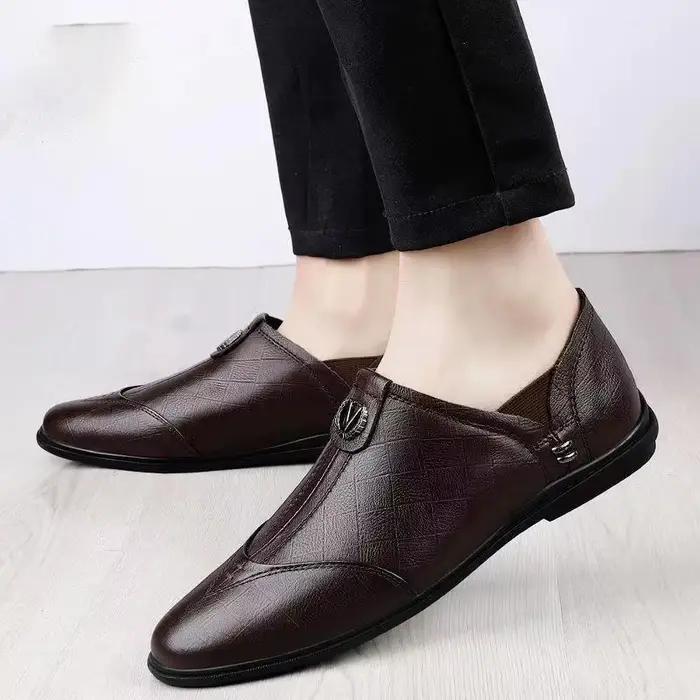 Nouvelle offre spéciale de la saison chaussures en cuir polyvalentes pour hommes chaussures d'affaires décontractées à fond souple pour la sécurité du travail papa Ca...