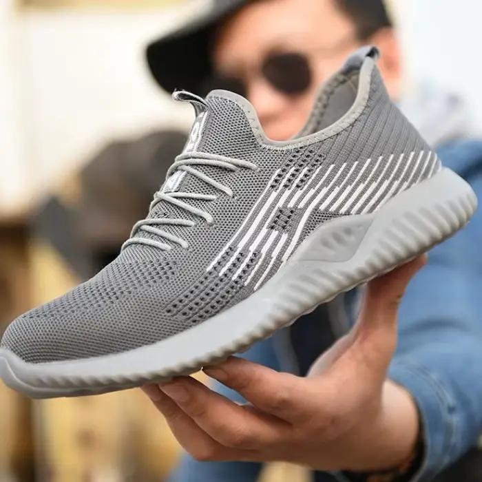 Chaussures de Sécurité en Acier pour Homme, Baskets de Travail Légères et Respirantes, en Maille d'Air, à la Mode, pour Été