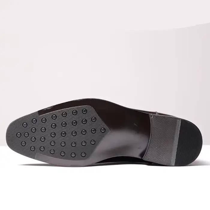 Bottes Chelsea pour hommes ; chaussures en cuir verni, montantes, en cuir ; affaires, chaussures de travail à bout pointu, à enfiler, en cuir véritable ; court