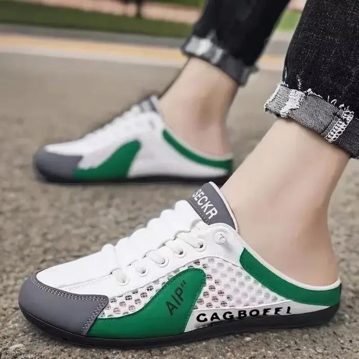 Hommes demi pantoufles pour hommes classique été chaussures décontractées respirantes semelle souple chaussures de soutien à fond plat en plein air homme Sneaker Zapatos