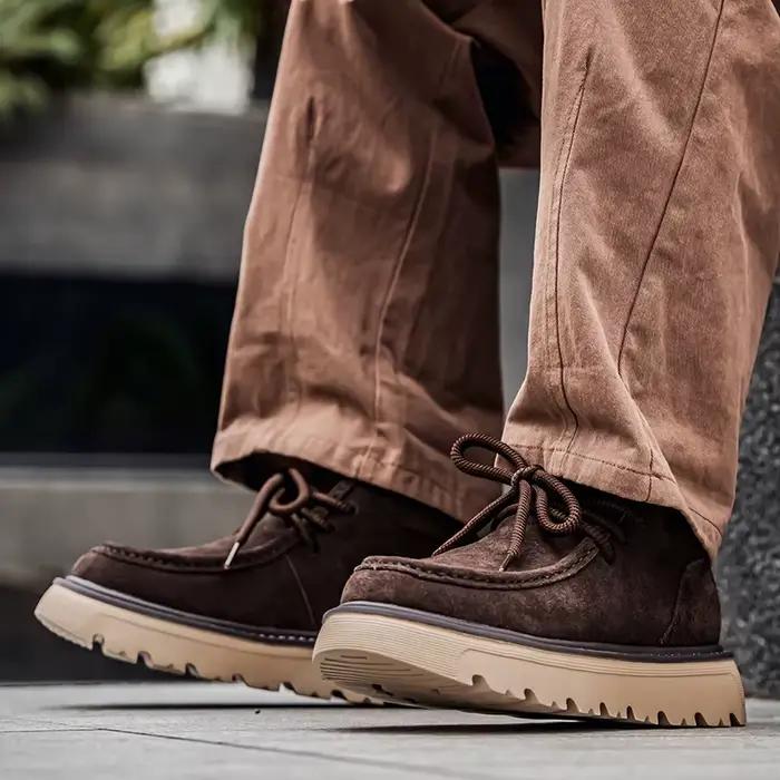 Bottes en daim rétro pour hommes, baskets montantes confortables et élégantes pour occasions spéciales style de rue printemps automne
