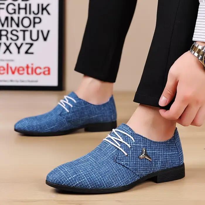 Chaussures Oxford UXST Bout Pointu Chanvre Toile Pour Hommes Occasions Spéciales Tailles 35-49