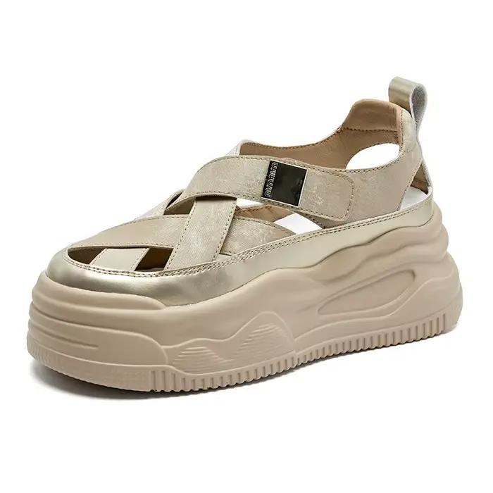 Baskets Chunky Respirantes en Maille et Cuir