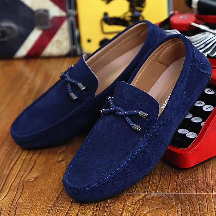 Hommes mocassins chaussures d'affaires en daim cuir semelle souple